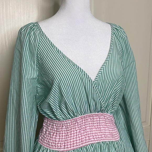 TOPSHOP Women's Tall Stripe Mix and Match Mini Dress in Green and Pink S… - Picture 2 of 9
